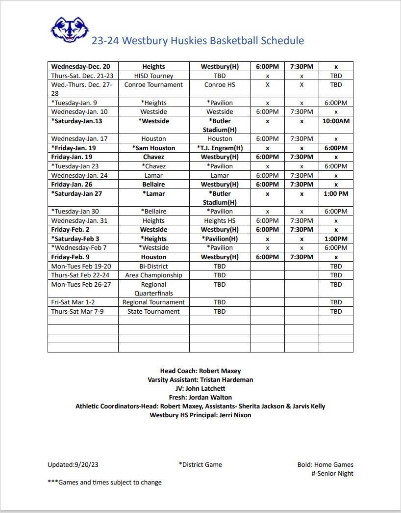 Basketball Schedule 23-24 Continues